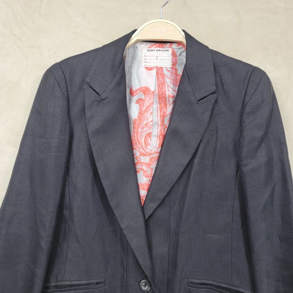Gary Graham Women's Size 2 Blazer Gray Long Sleeve Linen One Button Lined - Picture 4 of 12
